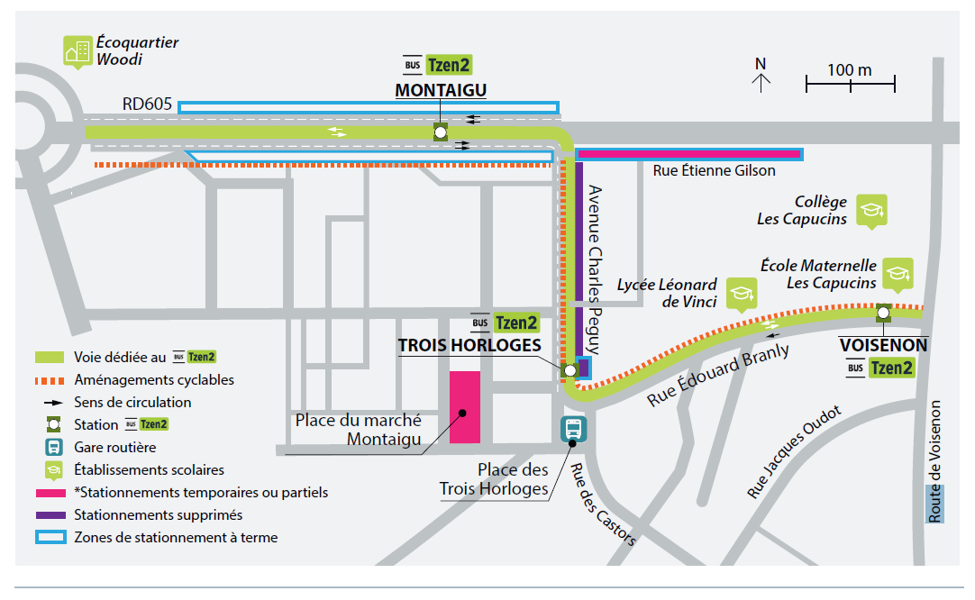 Plan des travaux du Tzen2 avenue Charles Péguy à Melun Tzen2