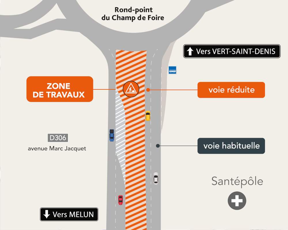 Infographie sur le rÃ©duction de voie sur la RD306